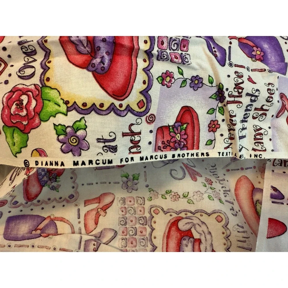 Vintage‎ Dianna Marcum Hats Friends Shoes Ladies Lunch Cotton Fabric 45